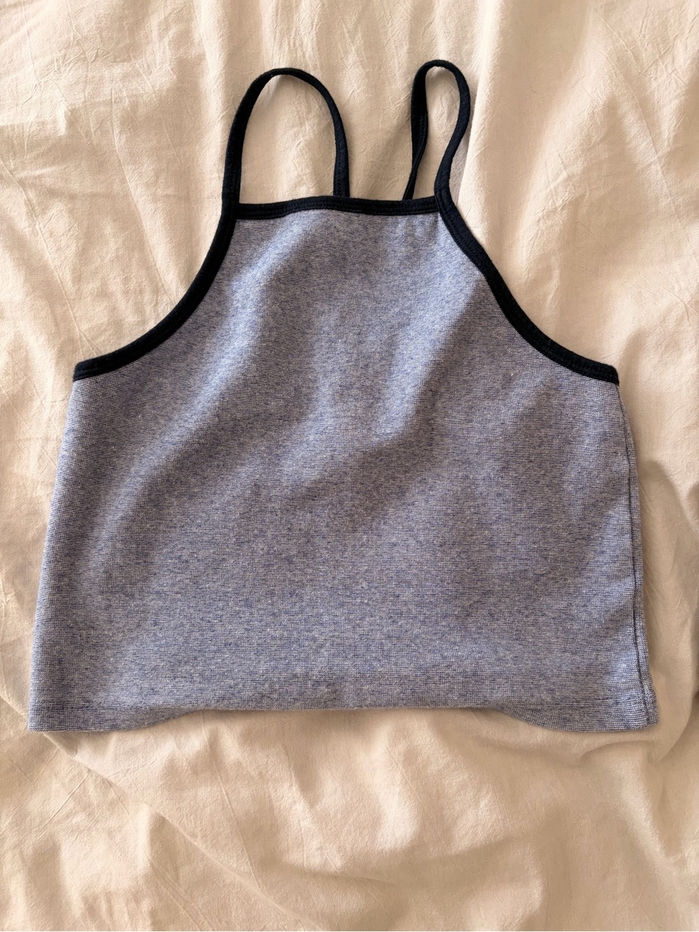 Women's Light Blue Cropped Tank with Black Trim - Zara